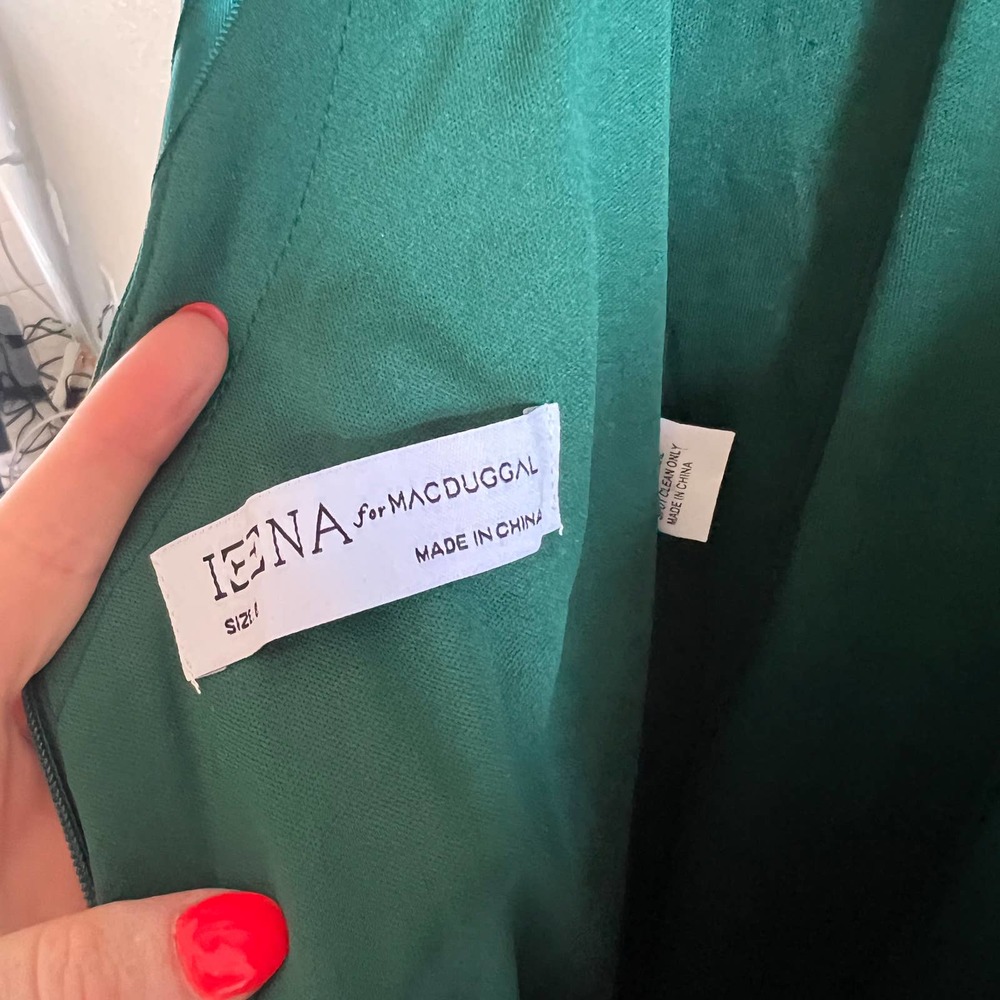 NEW $278 Ieena for Mac Duggal Ruched Waist Column Gown Emerald Green - Picture 6 of 6